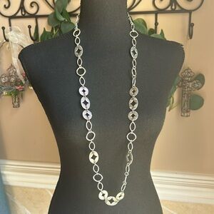 Premier Design Double Silver Tone Long Chain Necklace
